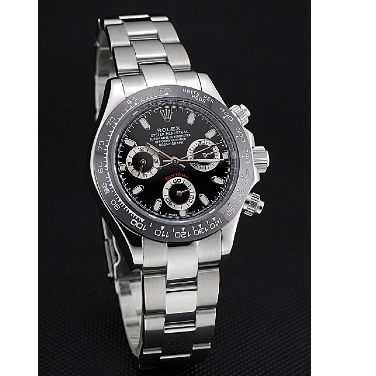 Aaa replica Silver Black Stainless Stainless Cosmograph Steel Case Daytona Rolex Steel Subdials 622635 0616